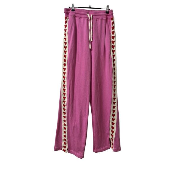 Sundry Womens Teammate Sweatpants Heart Jogger Pants Size L Pink Barbie Lounge - Picture 1 of 6